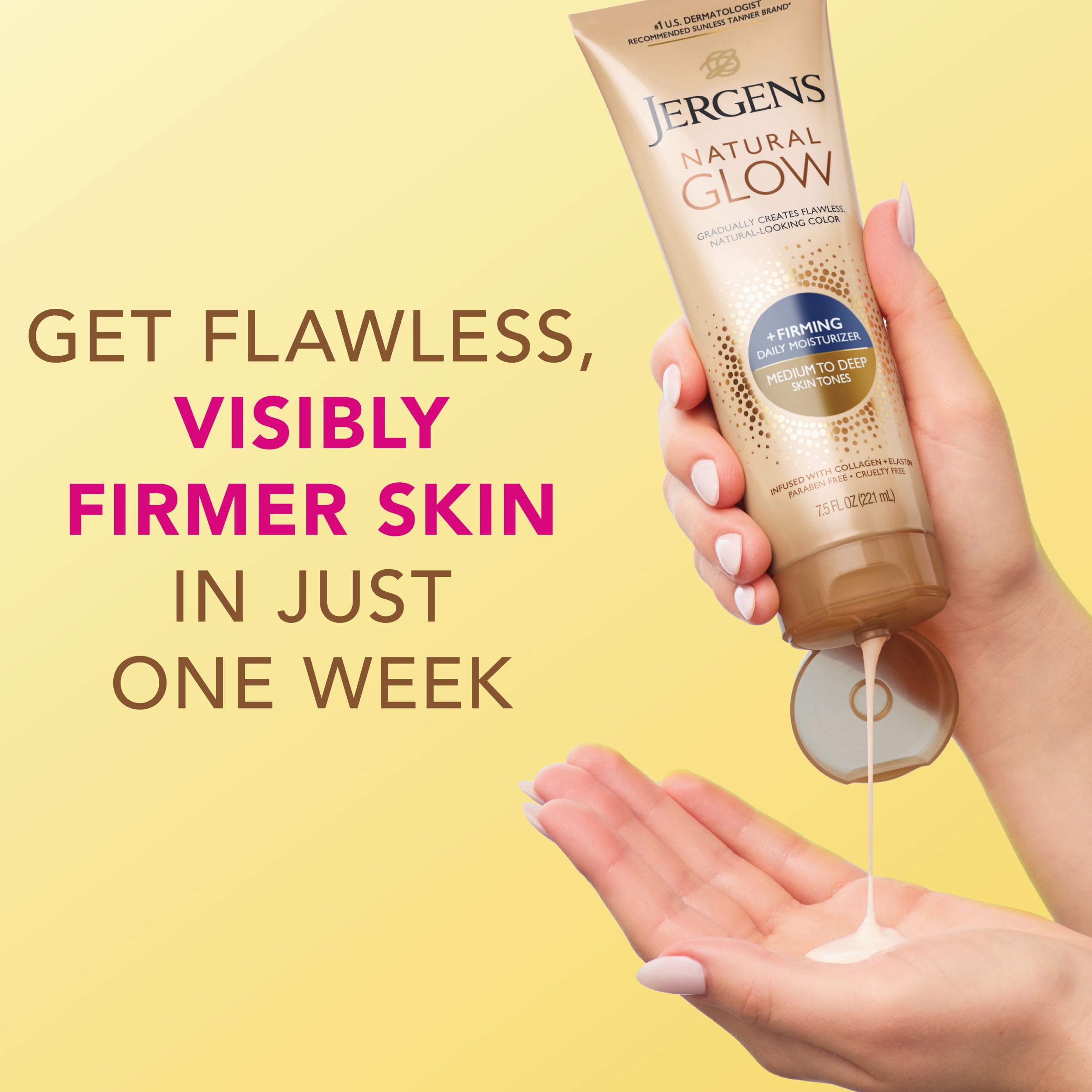 jergens ingredient label highlighting collagen and elastin firming benefits