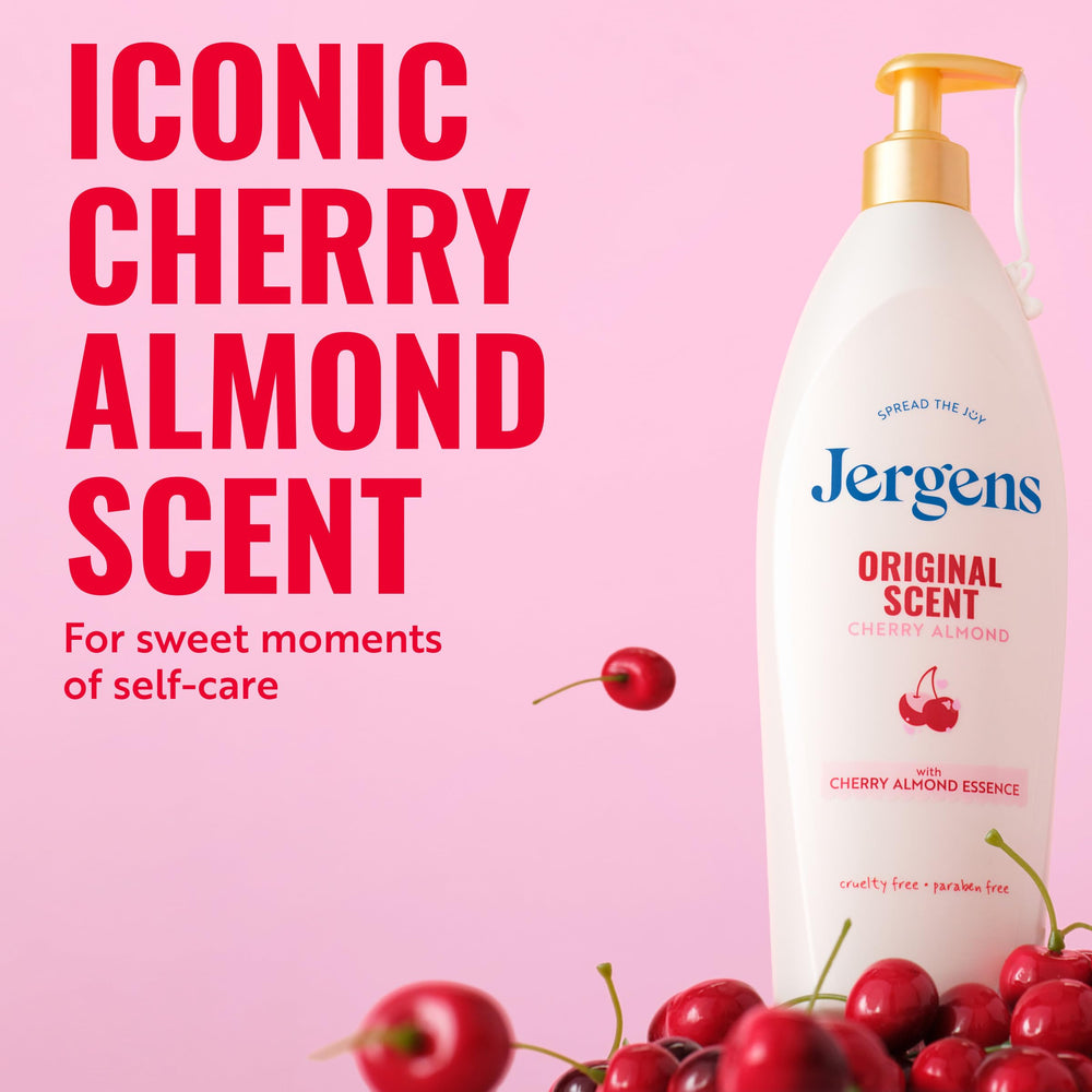 Close-up of Jergens lotion texture highlighting fast-absorbing, non-greasy feel