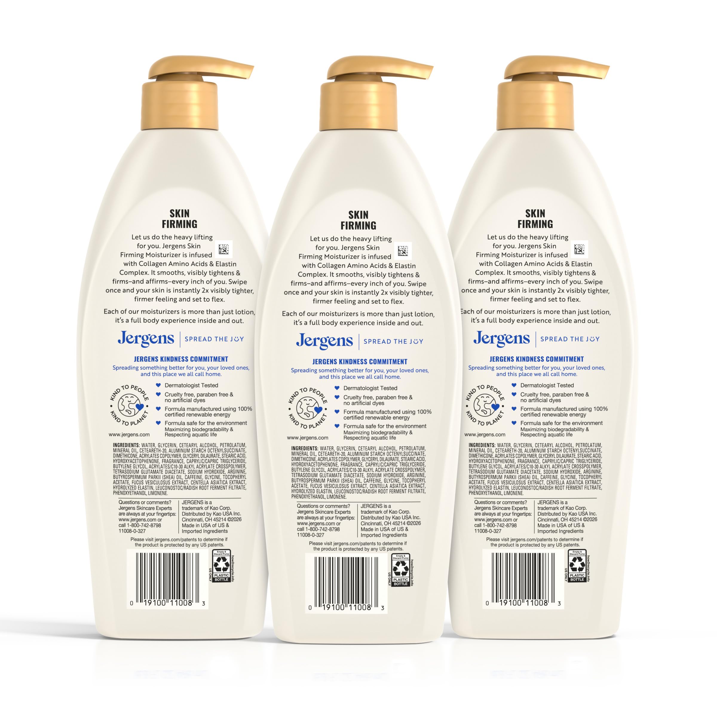 Packaging close-up of Jergens with sustainability notes emphasizing ingredient care