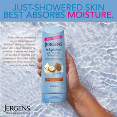 Jergens lotion texture on hand demonstrating quick blend and smooth feel