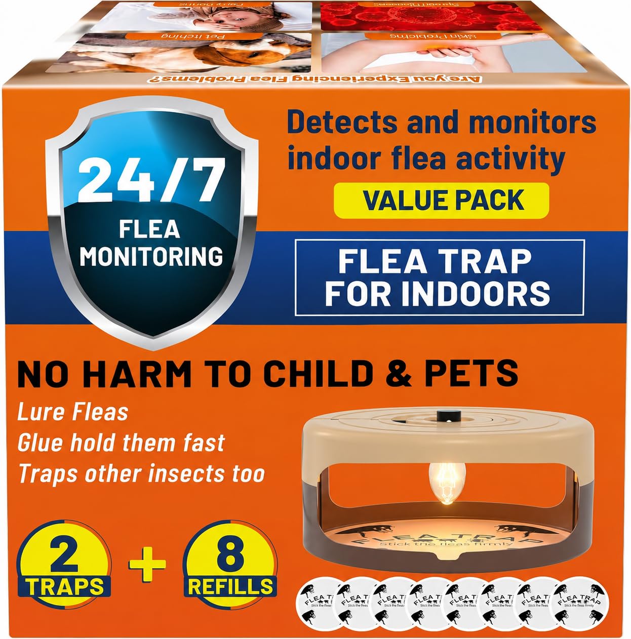 Jiermadun trap beside pet bed showing safe non-chemical protection benefit