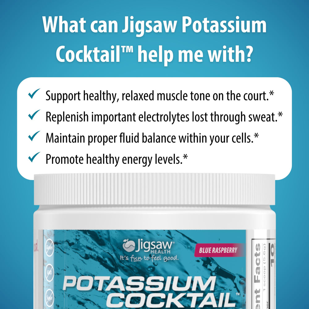 Athlete pouring Jigsaw Health Potassium Cocktail into bottle mid-run, showing active use benefit