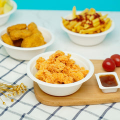 JINVOGREEN bowl texture close-up showing bagasse fibers and durable finish
