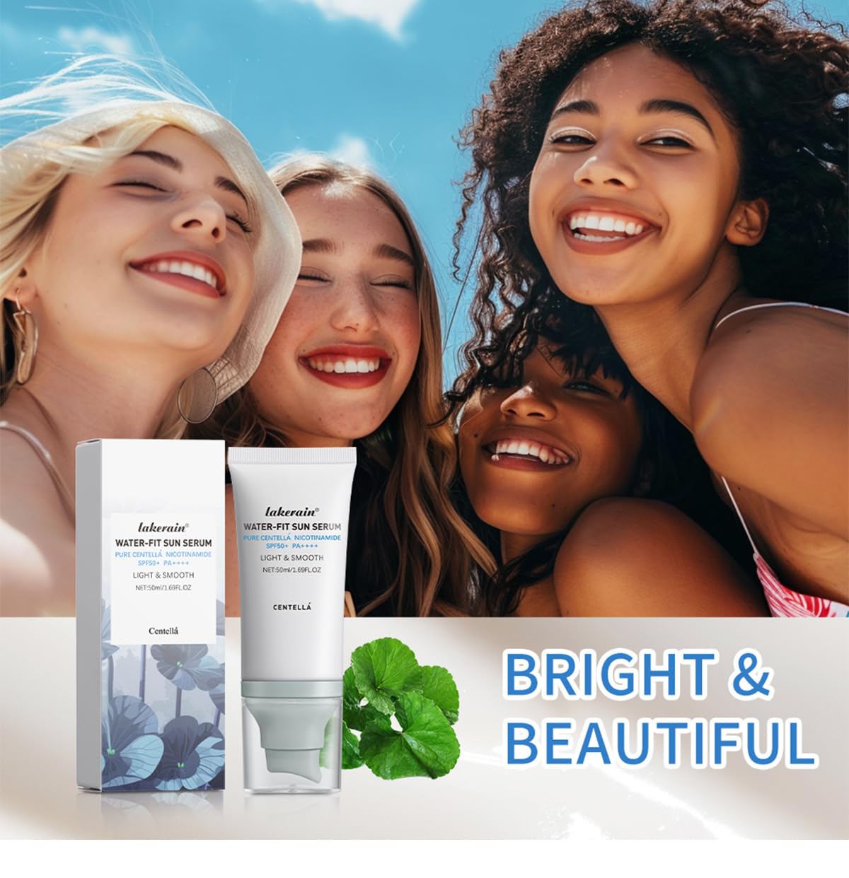 JISKG product label close-up highlighting centella extract and SPF50 benefits