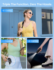 JISULIFE folded fan in palm emphasizing pocket-sized portability benefit
