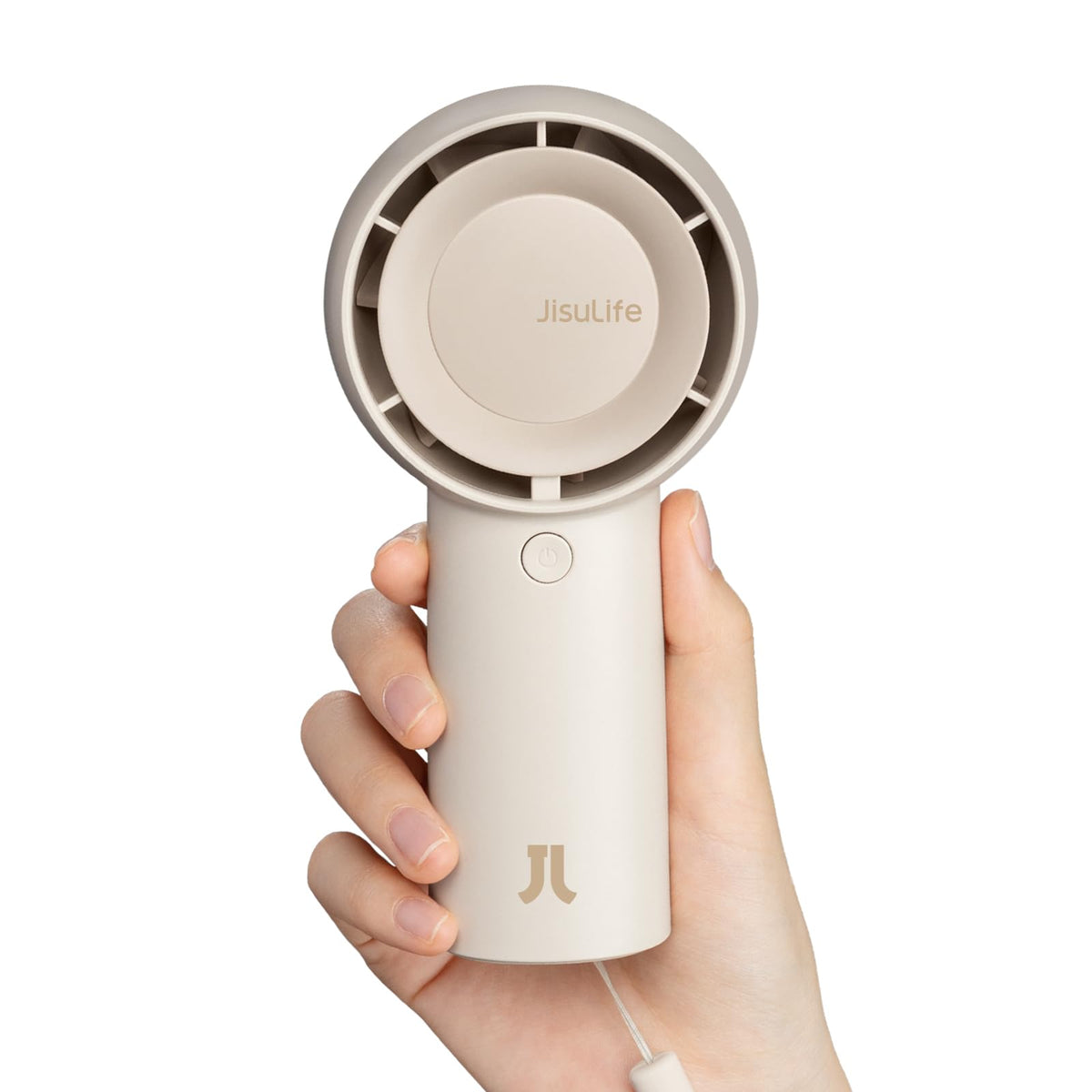 JISULIFE front view showing powerful turbo fan design and compact portability
