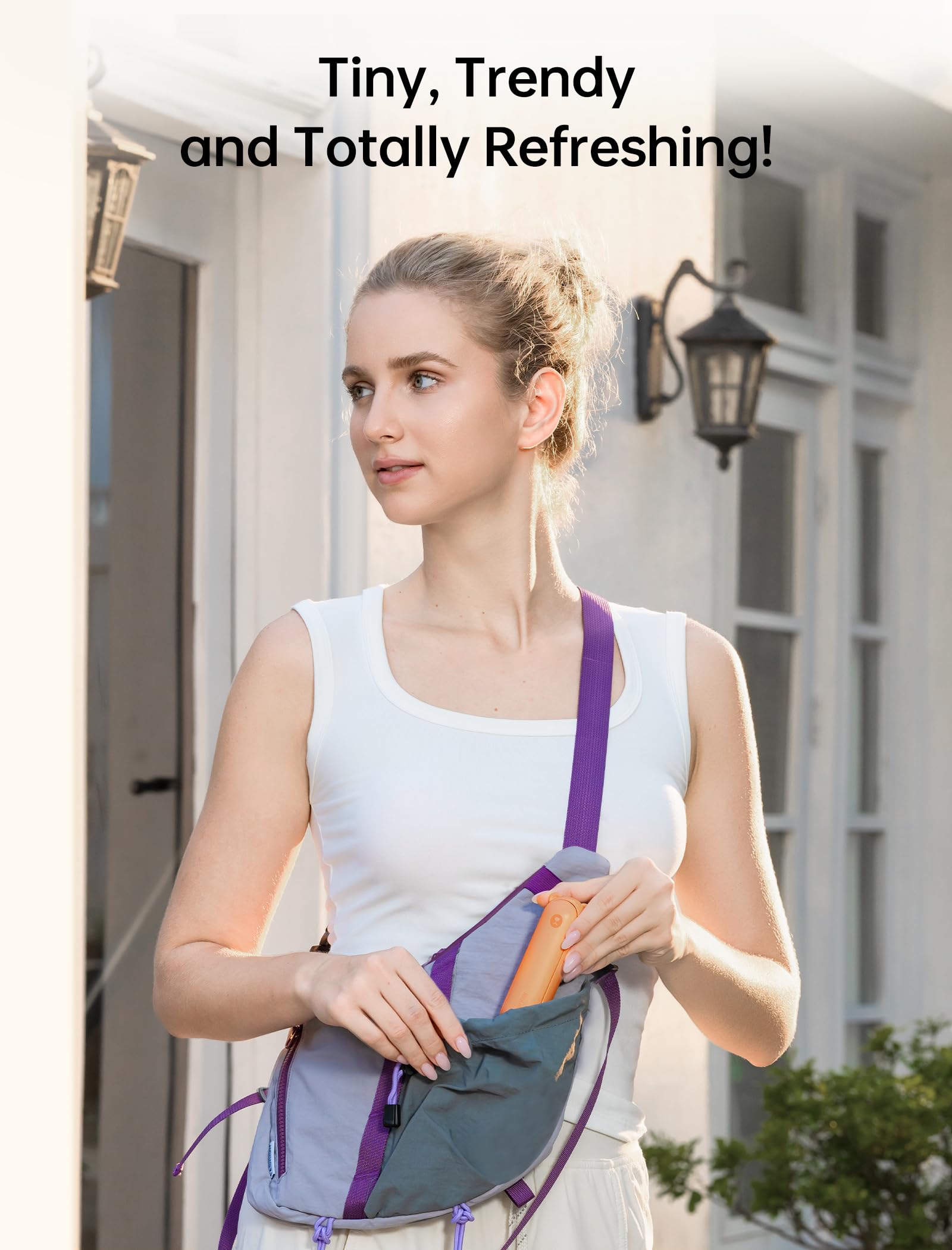 JISULIFE handheld being used outdoors for immediate personal comfort
