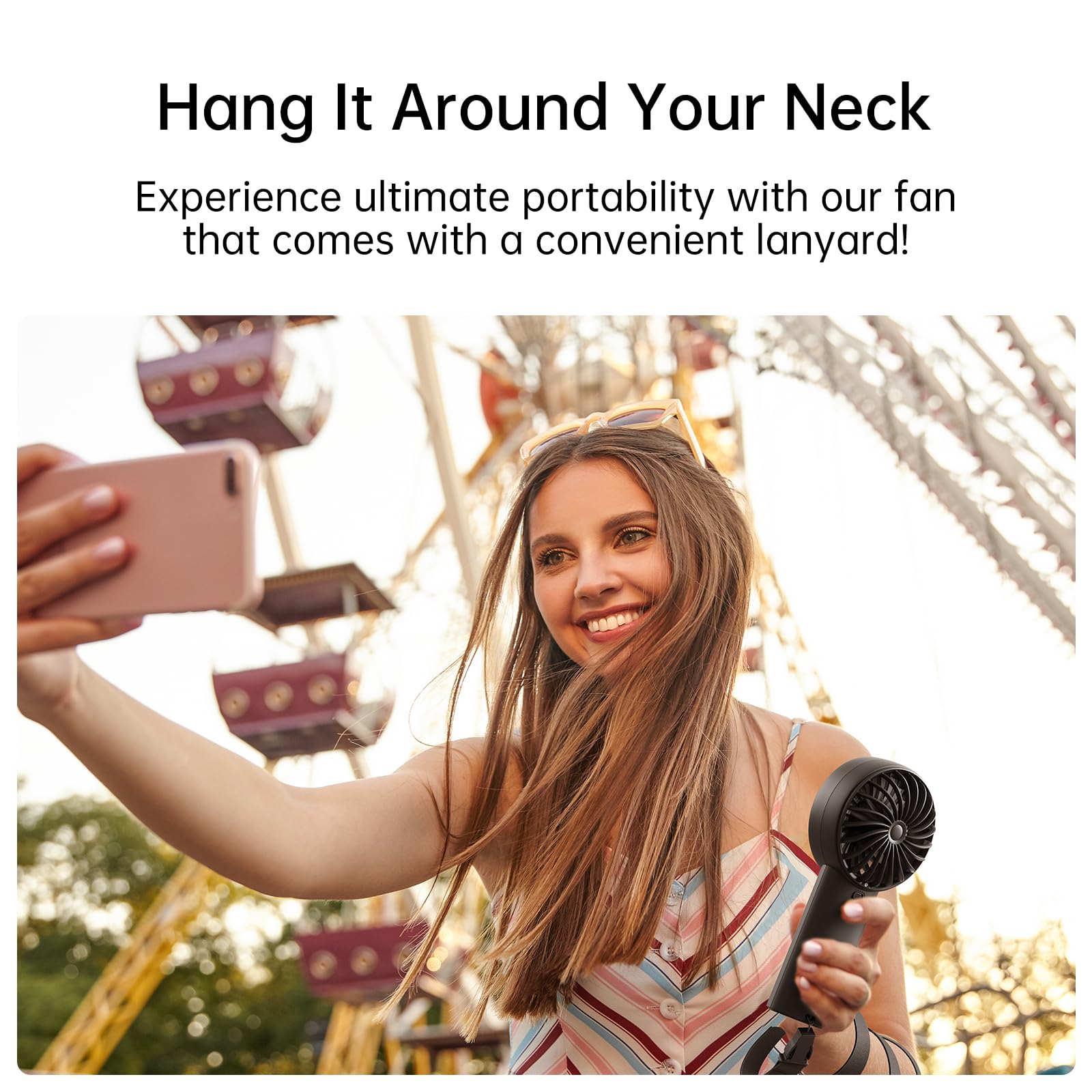 JISULIFE held in hand to show size and comfortable, travel-friendly design
