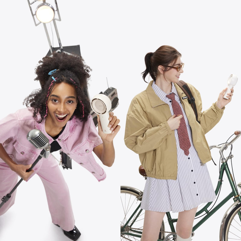 JISULIFE with lanyard hanging outdoors for hands-free cooling convenience