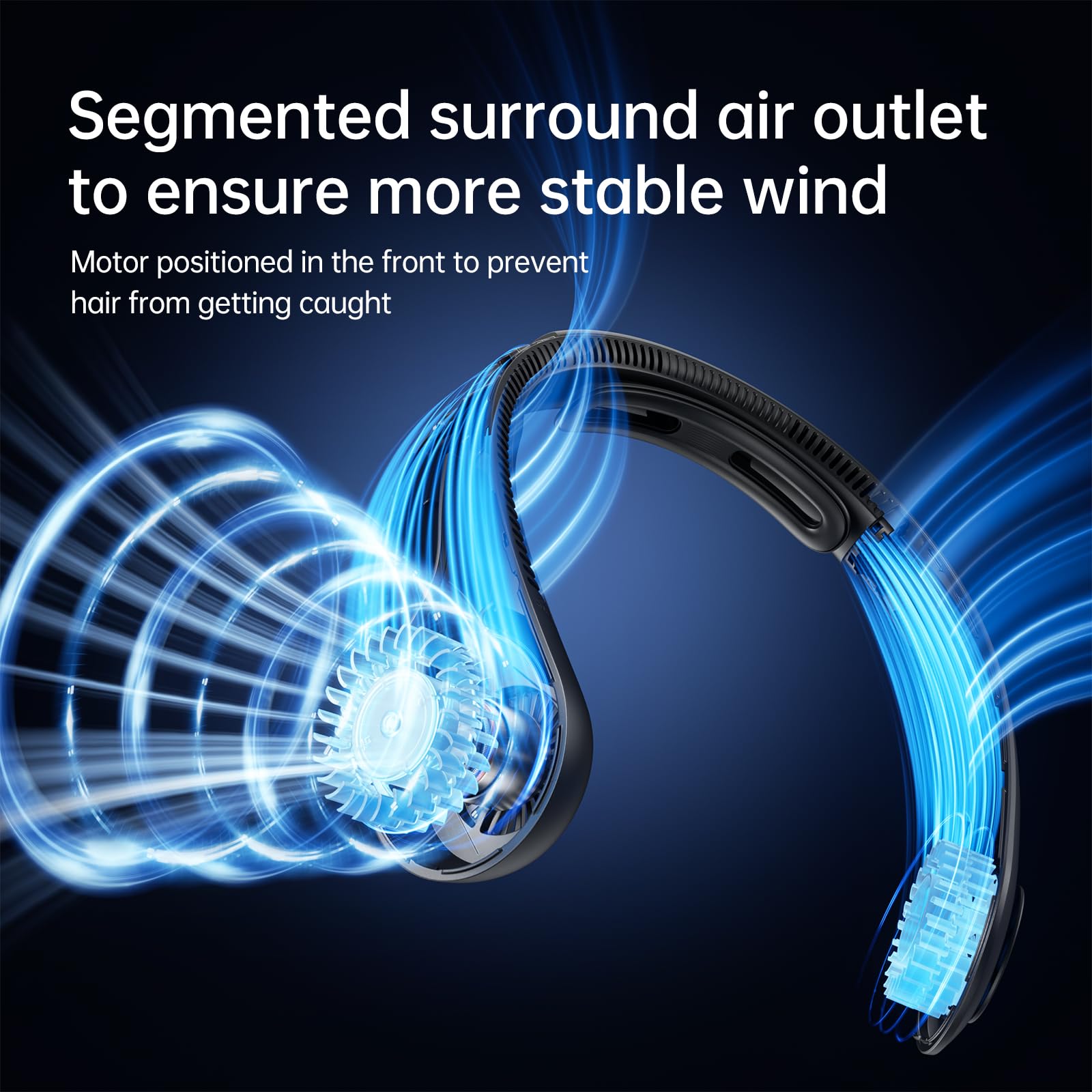 JISULIFE neck fan closeup of controls for easy speed adjustment benefit
