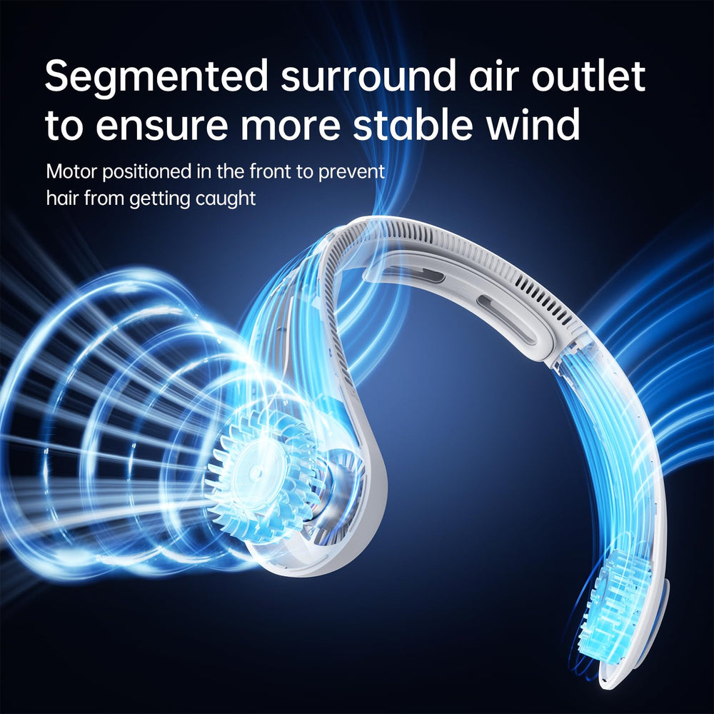 JISULIFE neck fan worn outdoors demonstrating hands-free cooling during activity
