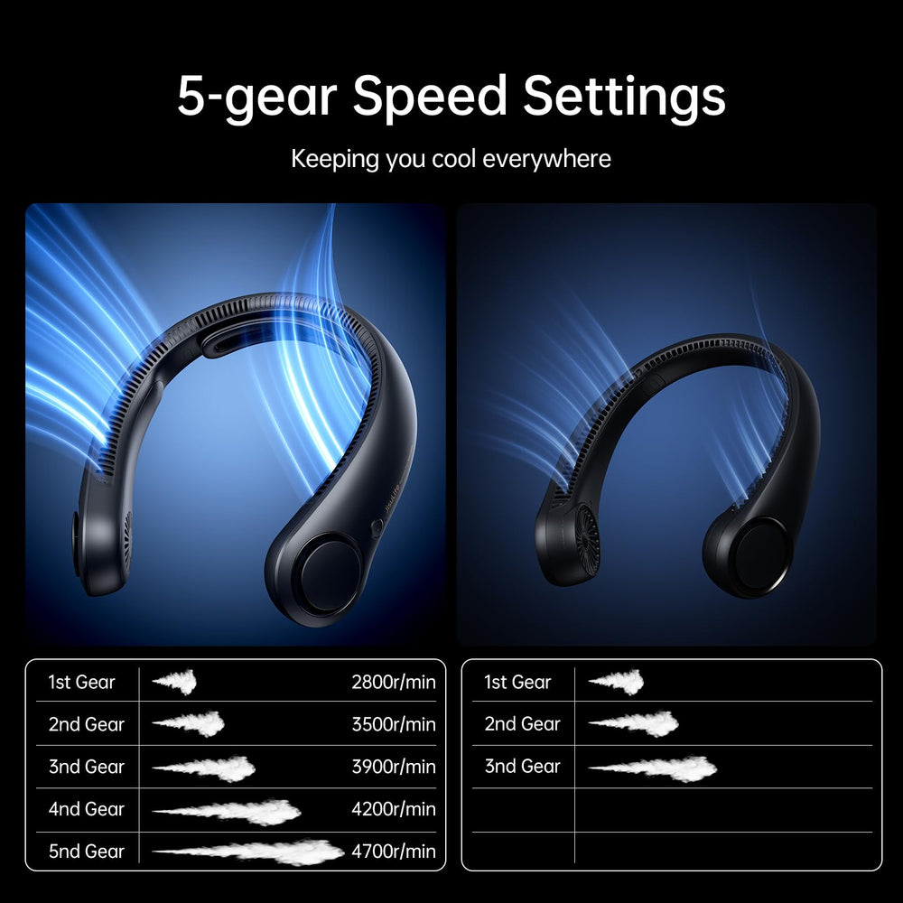 JISULIFE neck fan USB-C charging port view showing fast recharge convenience