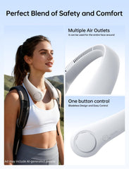 JISULIFE neck fan material detail showing silicone and ABS comfort finish
