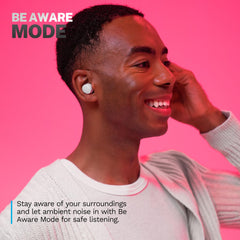 JLab Go Air Pop+ earbud close-up highlighting small design and comfortable fit