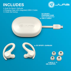 JLab Go Sport+ microphone detail illustrating C3 clear calling for better voice pickup