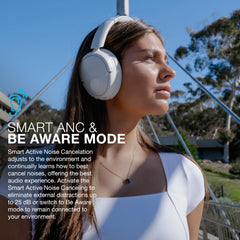 JLab JBuds Lux ANC folded compact in cloud white, easy packing for travel convenience