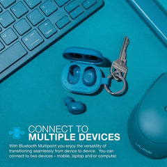 JLab JBuds Mini charging case open showing extra battery for extended listening