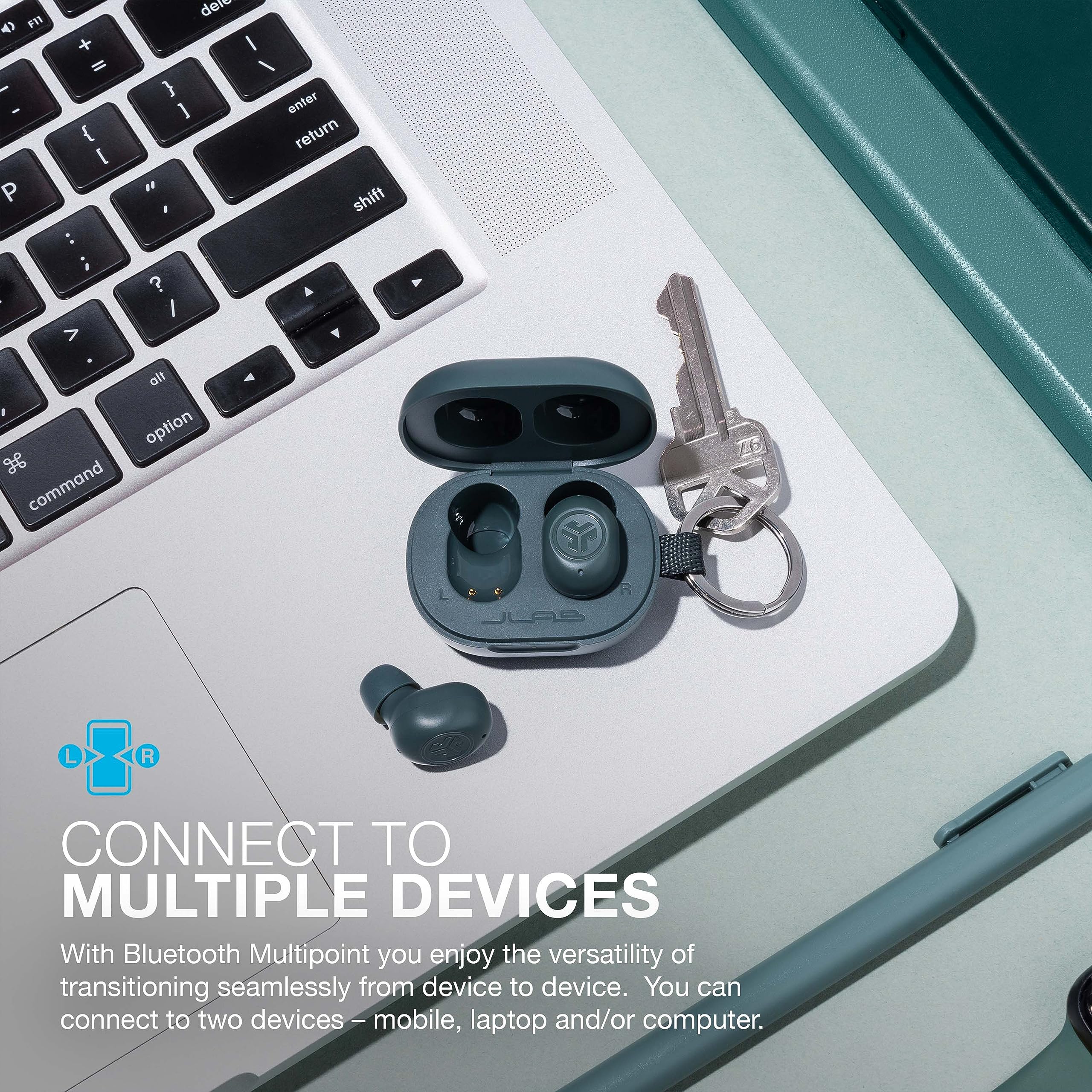 JLab JBuds Mini close-up of earbud detail highlighting lightweight design and comfort