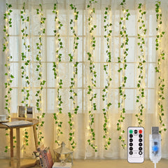 JMEXSUSS front view of vine curtain lights creating warm room ambiance