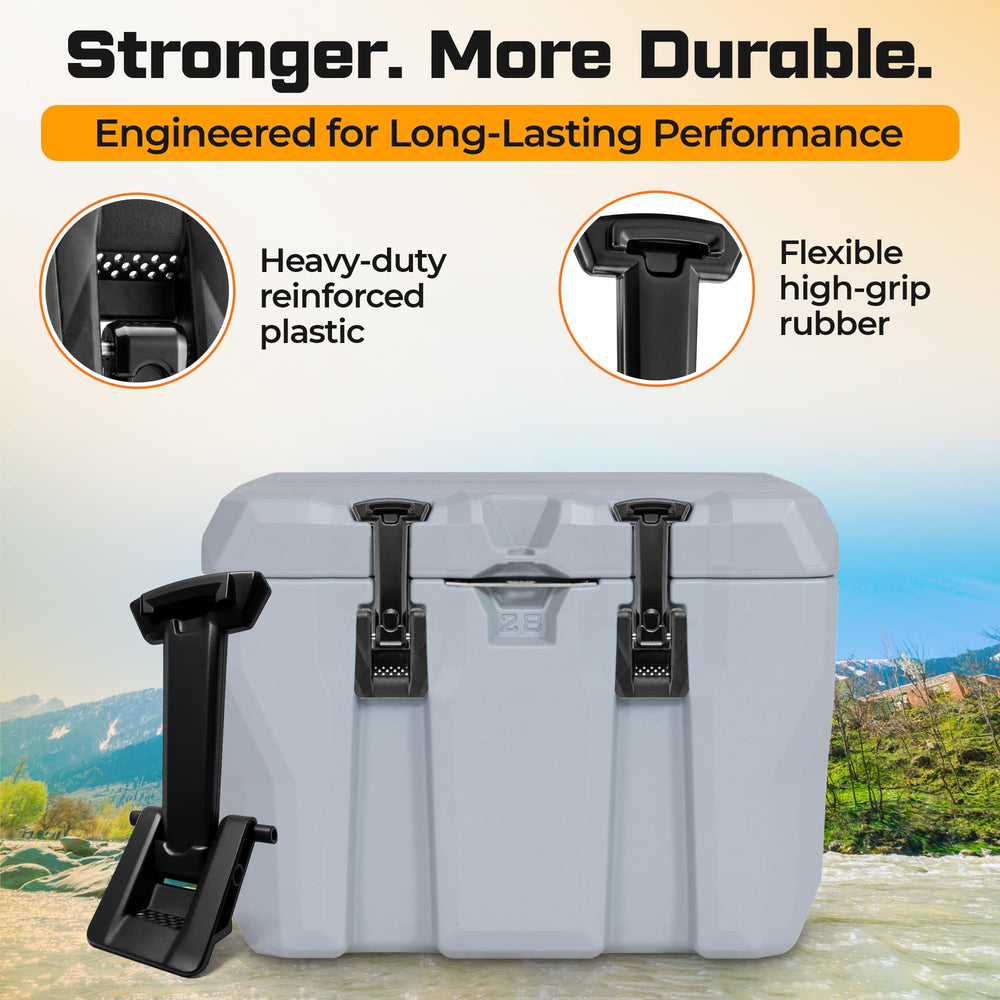 Jmoe USA open-latch detail showing flexible strap for easy closure benefit