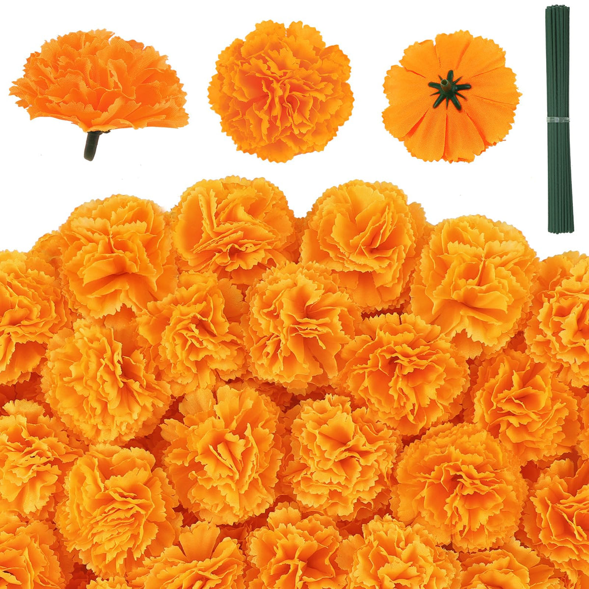 JMUQ front view pack of 80 orange marigolds showing value and bright color