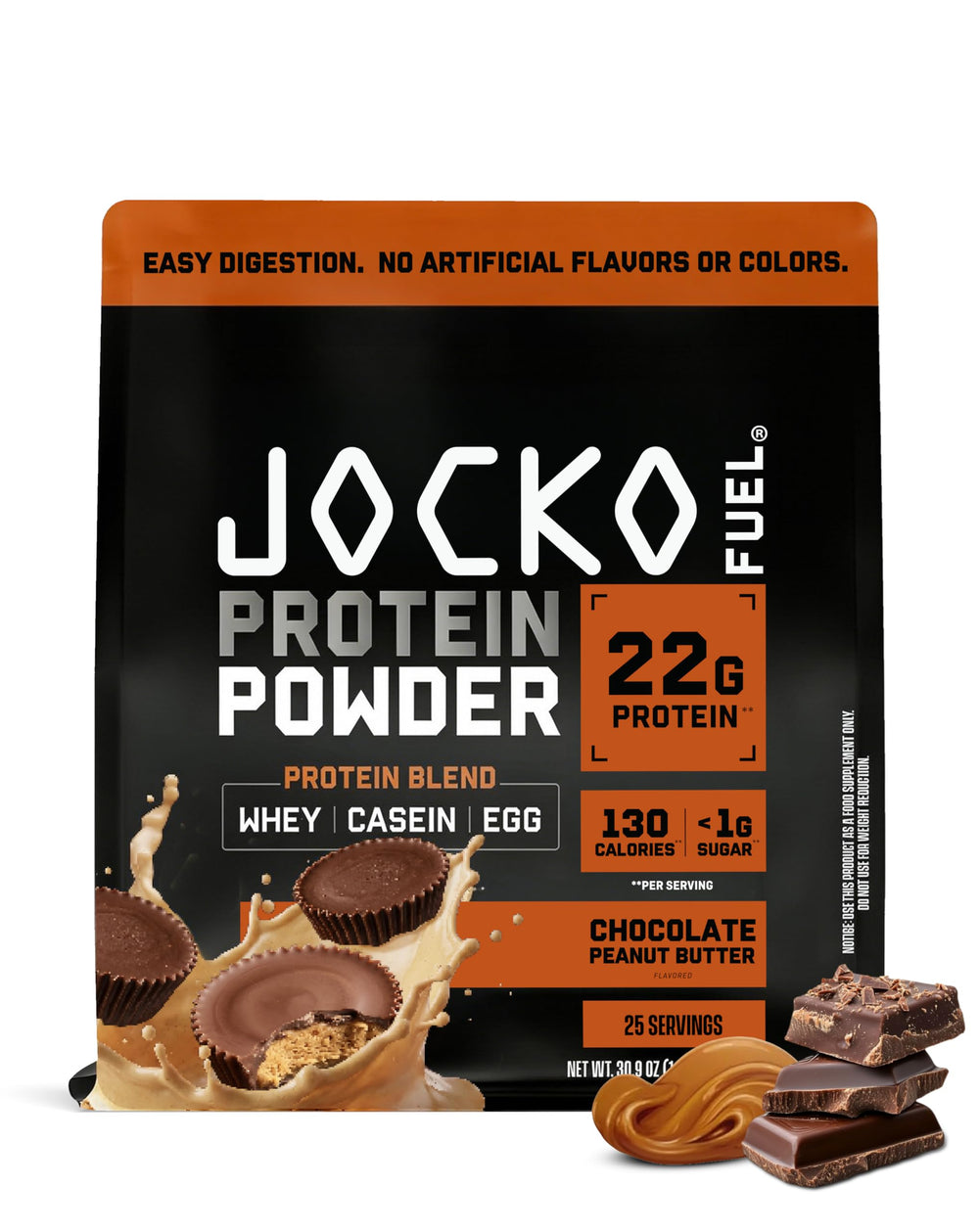 Jocko Fuel front packaging showing product name and servings, clear benefit of info
