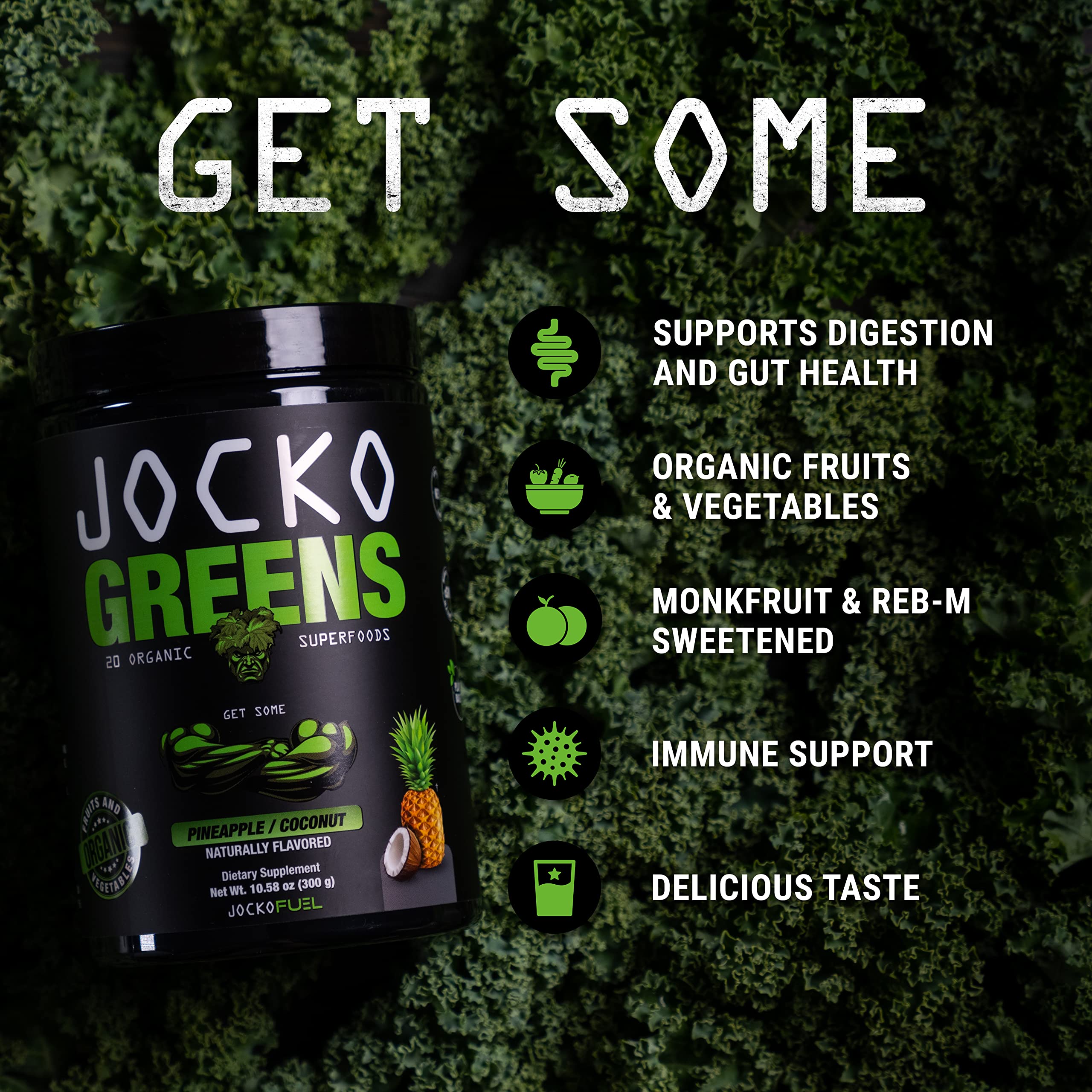 Jocko Fuel mixed drink in glass with pineapple coconut flavor for great taste