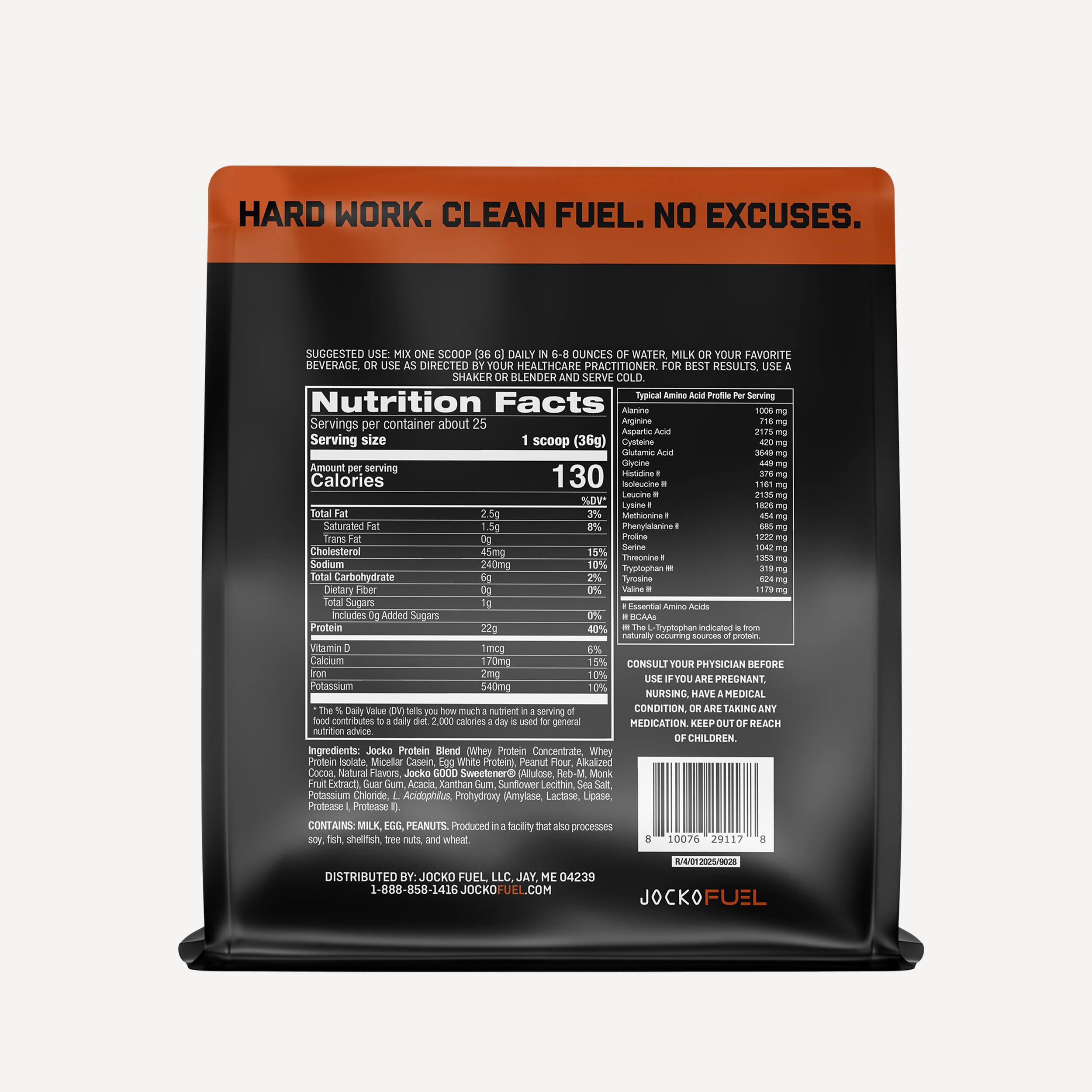 Jocko Fuel open tub with a scoop, showing convenient single serving access