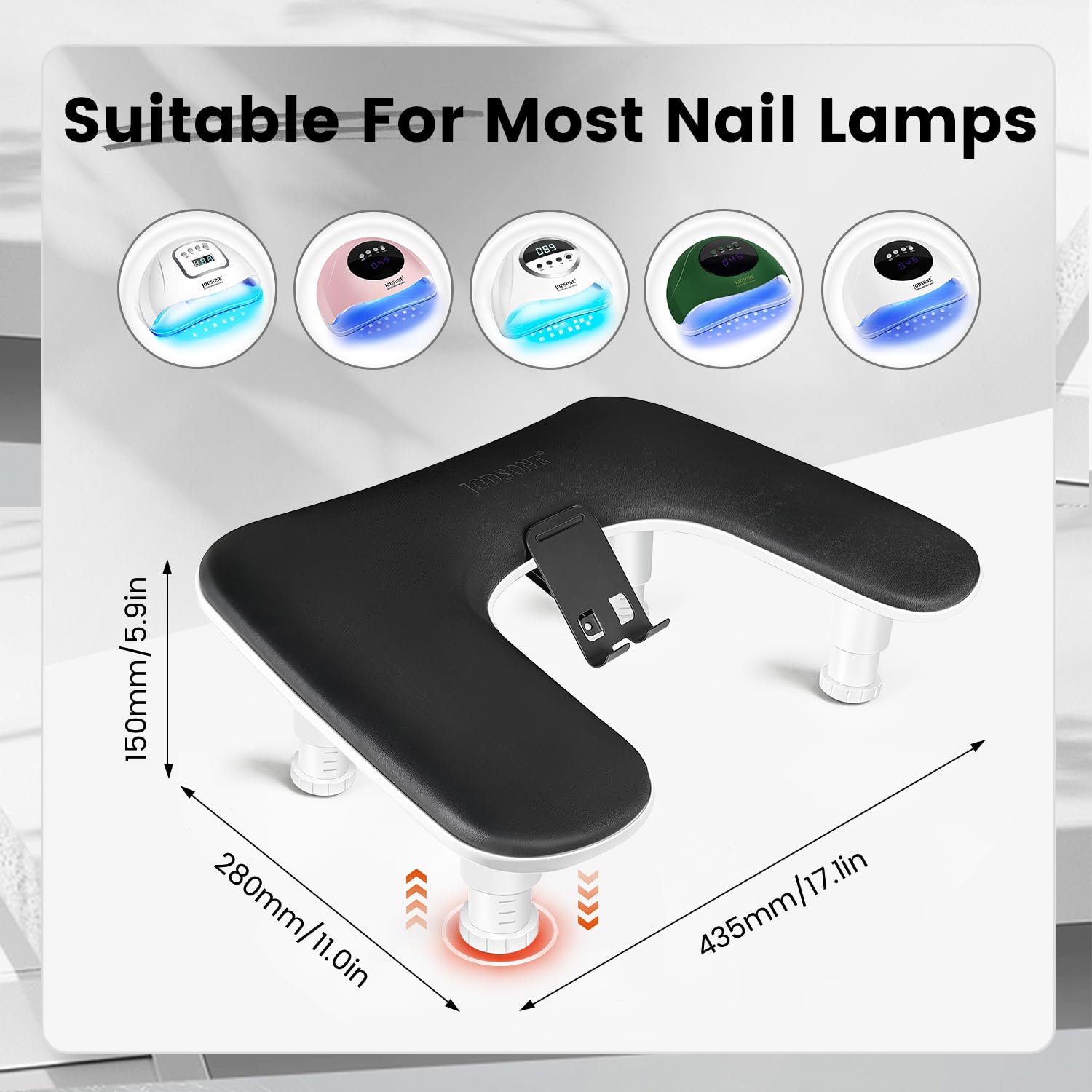 JODSONE base detail with anti-slip pad providing stability during manicures