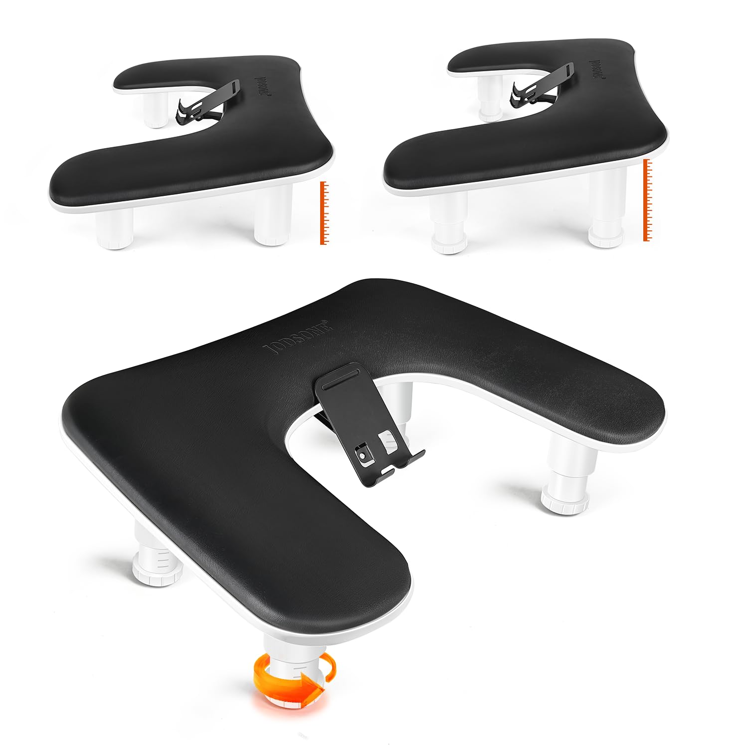 JODSONE front view of U-shaped arm rest showing stable cushion and holder benefit