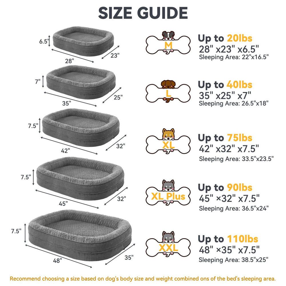 JOEJOY size comparison with a large dog showing generous dimensions and room to stretch