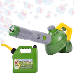 John Deere leaf blower front view showing bright green finish and ergonomic handle benefit: recognizable design
