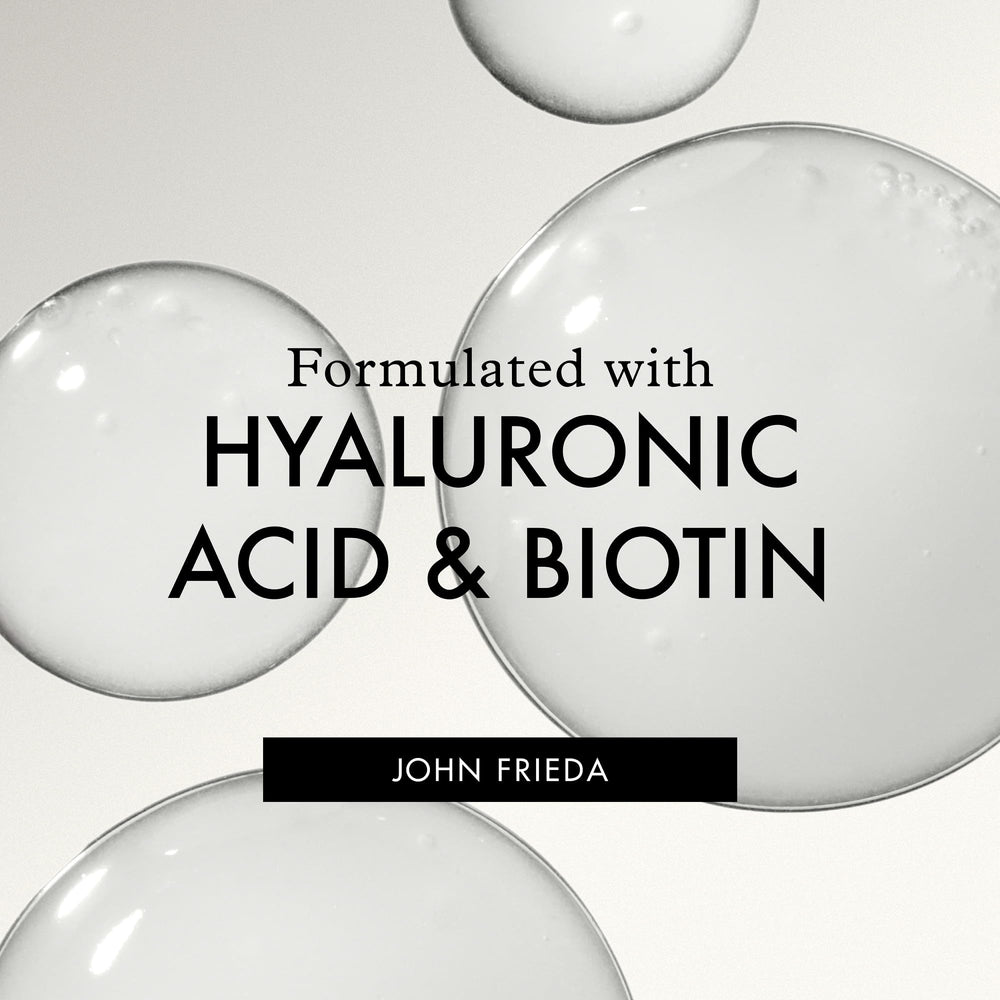 Application of John Frieda ULTRAfiller shampoo in hands demonstrating easy distribution