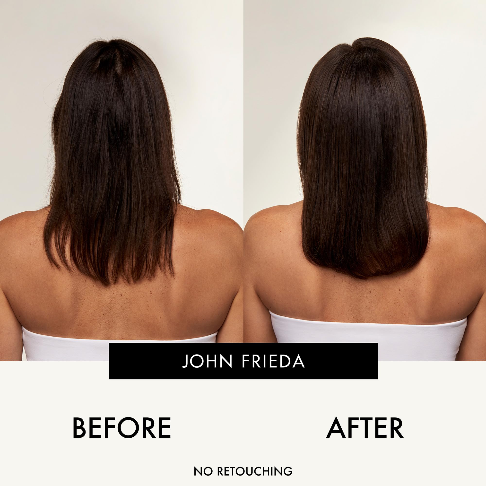 John Frieda ULTRAfiller set staged on bathroom shelf suggesting daily routine benefits