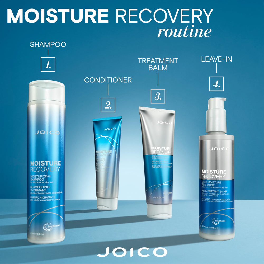 Joico ingredient label close-up listing sea kelp, jojoba oil, keratin benefits
