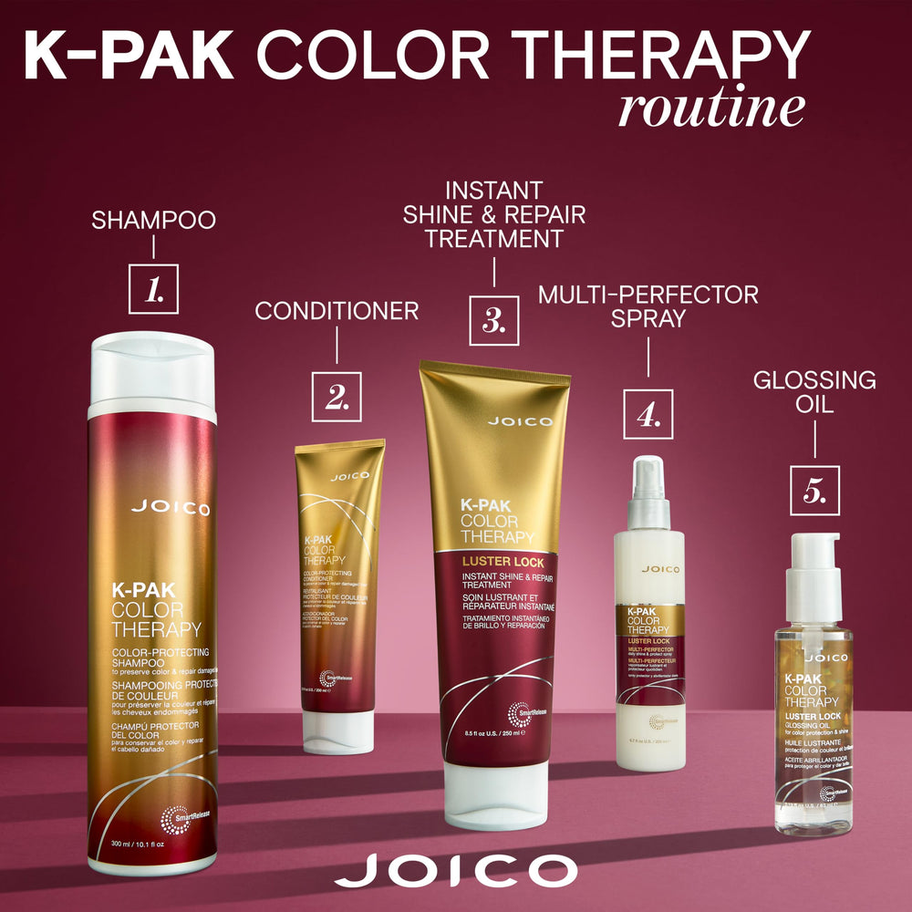 Joico ingredients label highlighting keratin and argan oil benefits