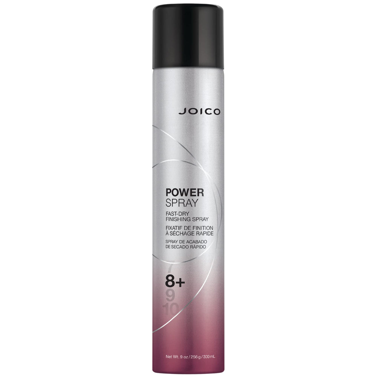 Joico front view of Power Spray bottle showing branding and size benefit