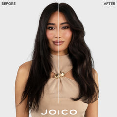 Joico creamy conditioner texture close-up, demonstrates rich moisturizing formula