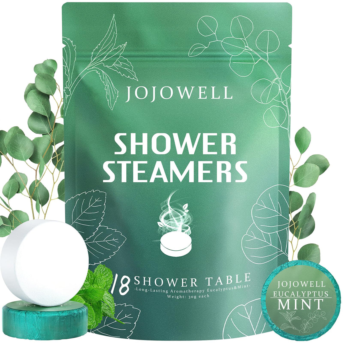 JoJowell front packaging showing eucalyptus mint and gift-ready design benefit relaxation