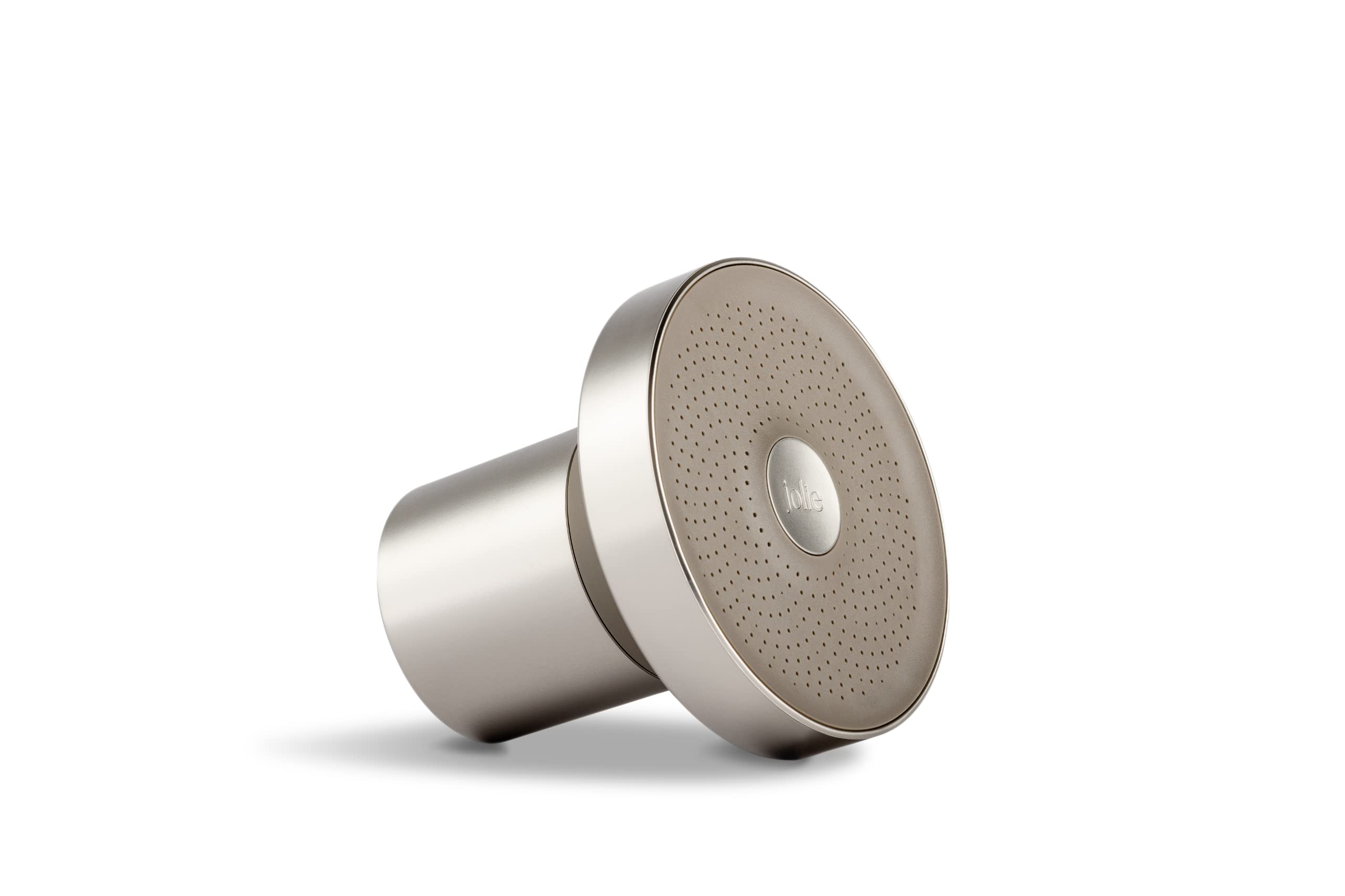 Jolie brushed steel front view showing sleek finish and easy-clean benefit