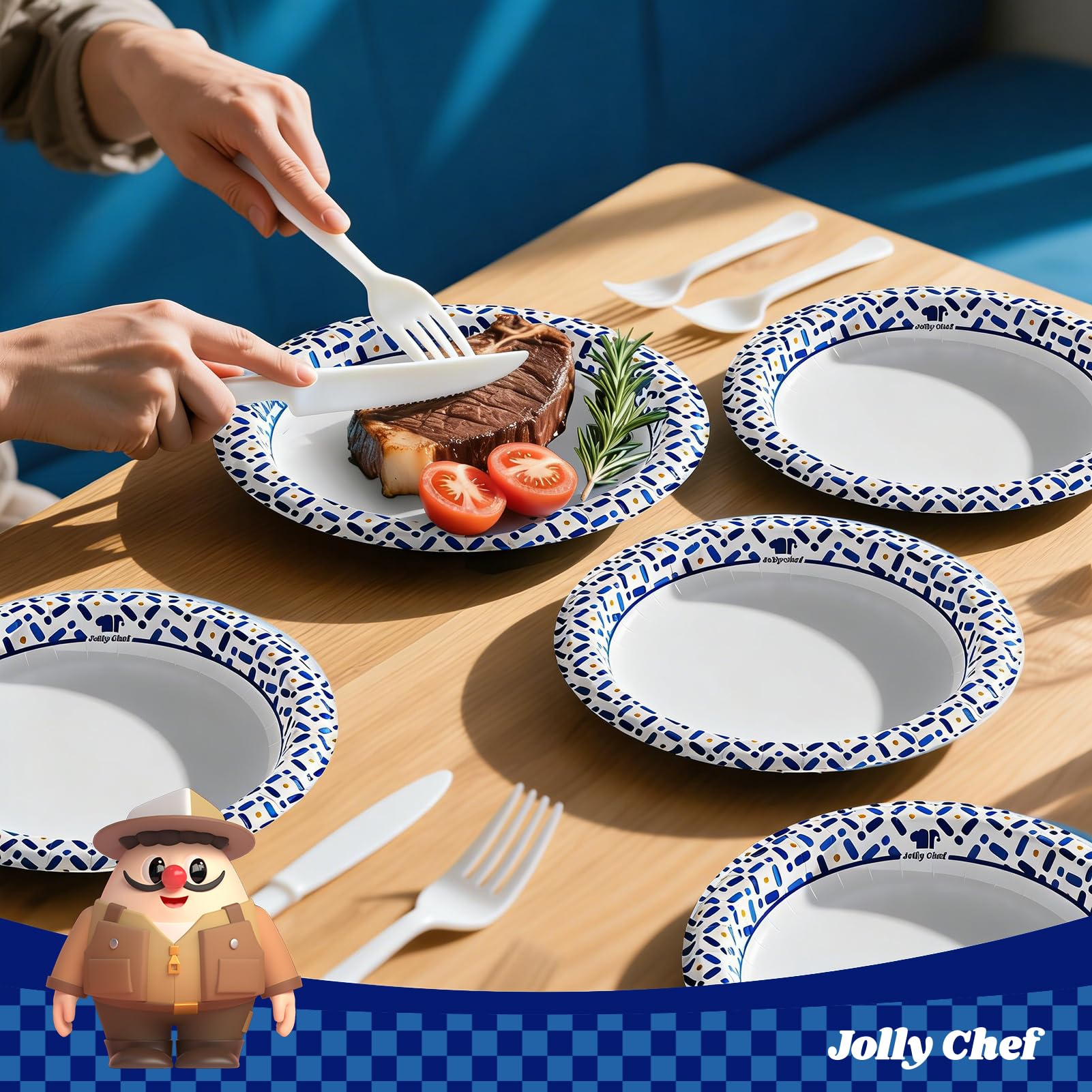 JOLLY CHEF geometric pattern detail adding stylish table presentation