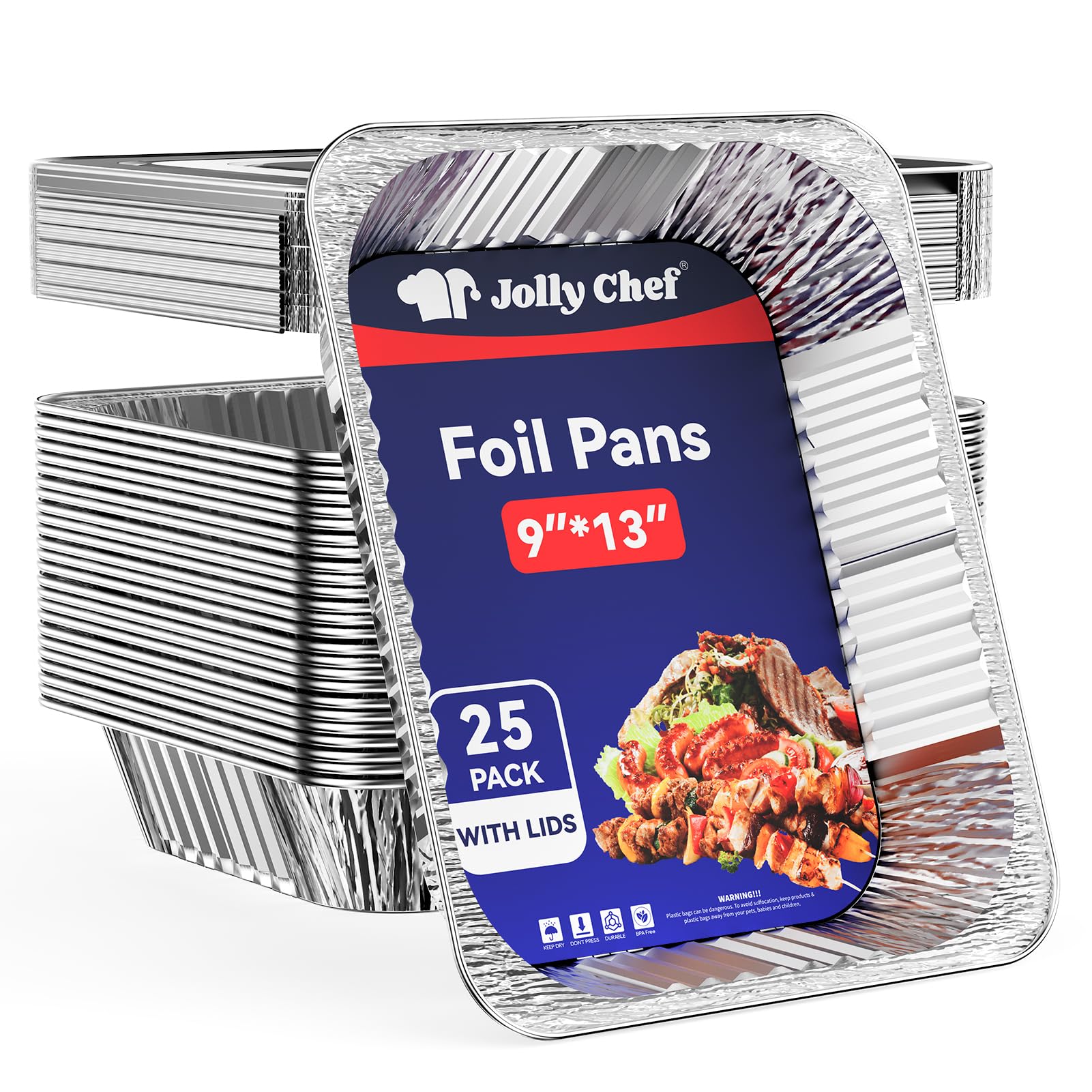 JOLLY CHEF front pack showing 25 pans and lids, clear value and convenience
