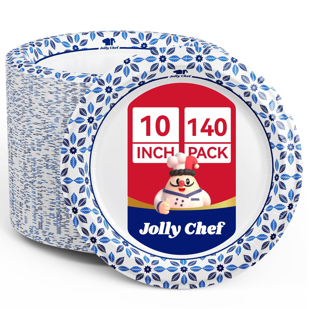 JOLLY CHEF front packaging showing 140-count and 10-inch size benefit