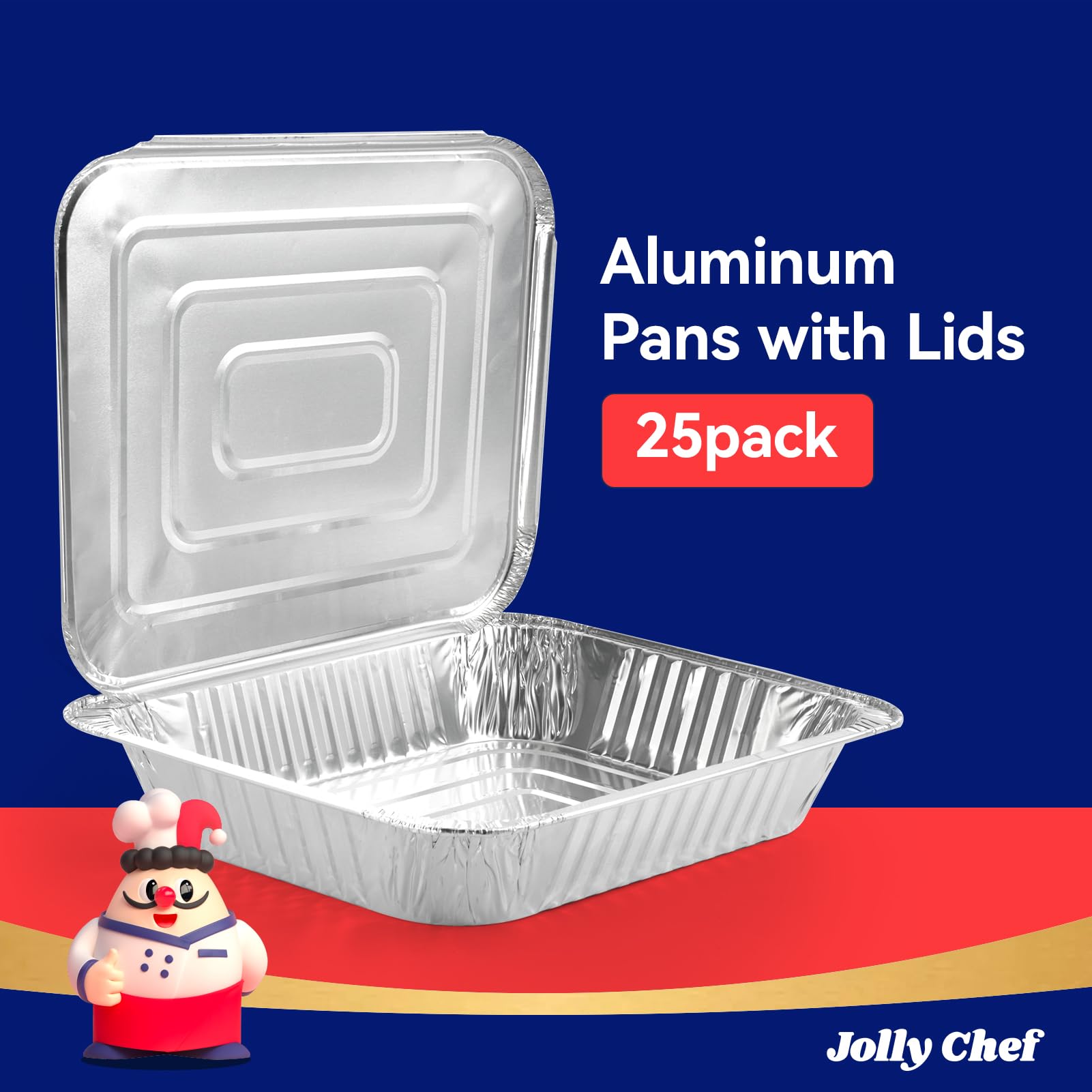 JOLLY CHEF lid seating on pan, secure fit keeps food protected