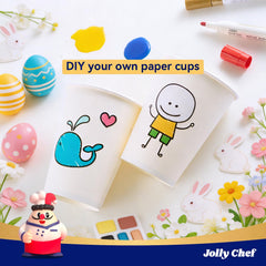 JOLLY CHEF cups on a festive table demonstrating quick cleanup benefit