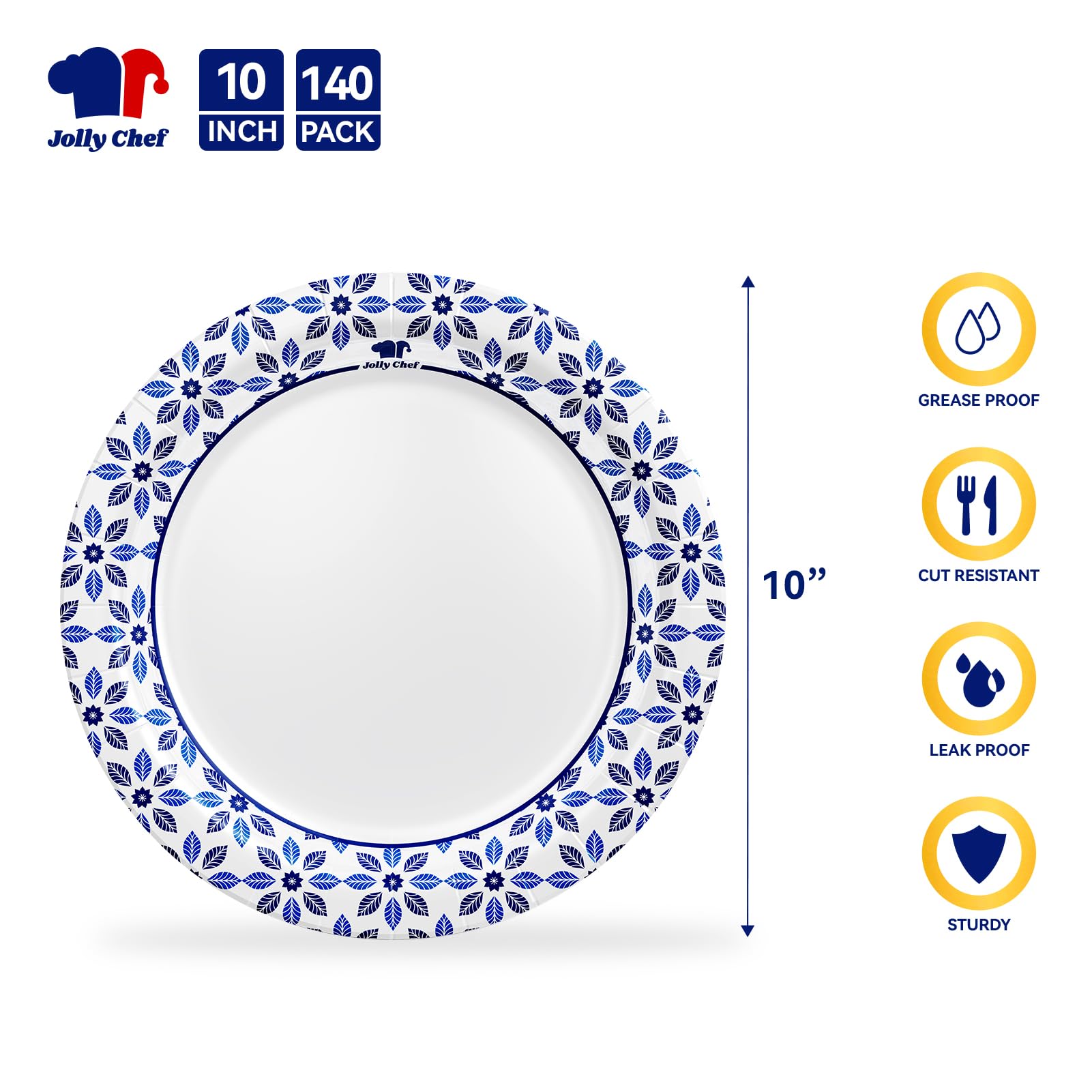 JOLLY CHEF single 10-inch plate top view highlighting sturdy surface