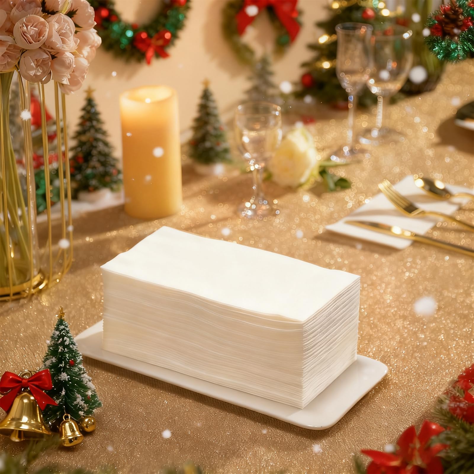 JOLLY PARTY towels in a table setting to show decorative event suitability