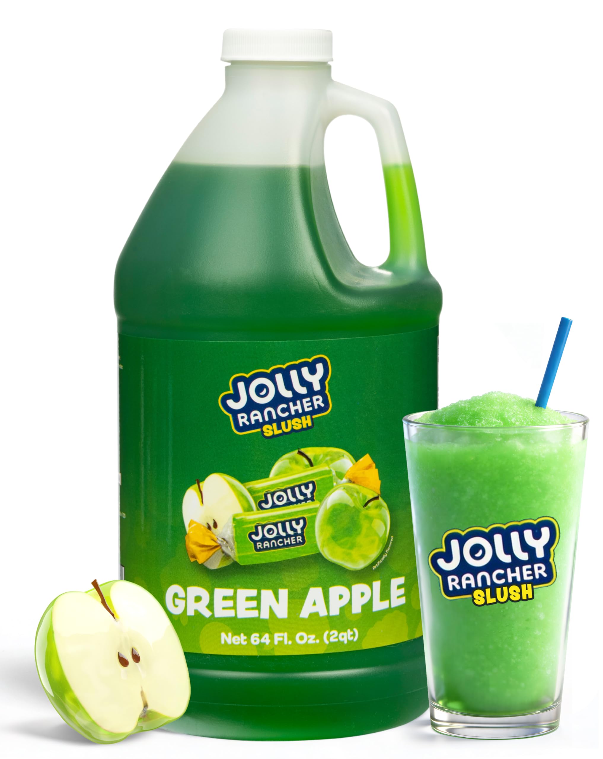 Jolly Rancher Slush green apple bottle front label shows vibrant flavor and easy pouring