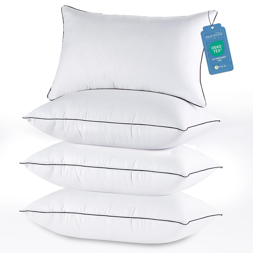 JOLLYVOGUE front packaging showing four queen pillows and hotel-quality appeal