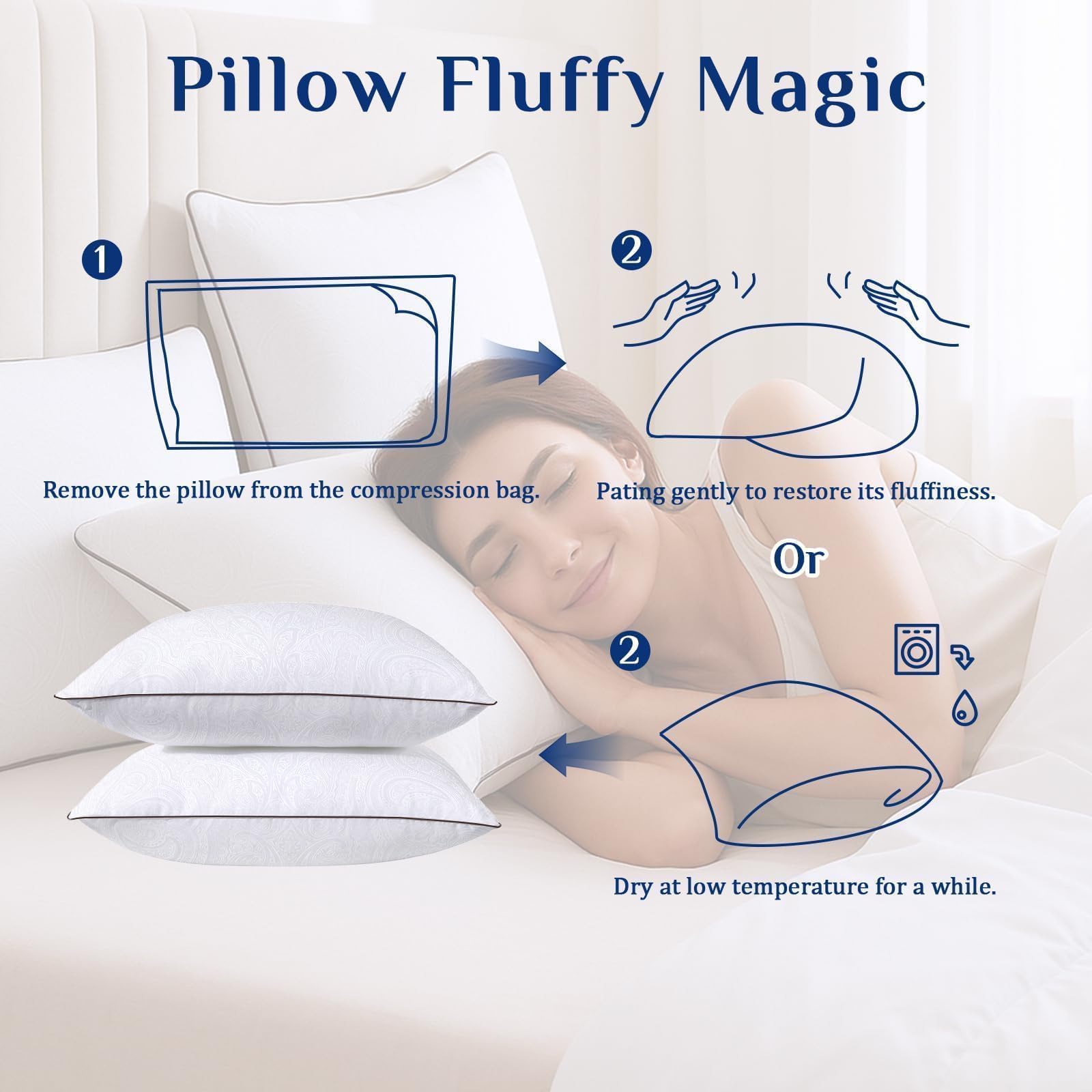 JOLLYVOGUE pillows styled in hotel-like bedroom conveying luxury feel